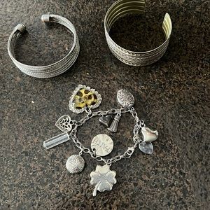 Bracelets band and a clasp with charms silver